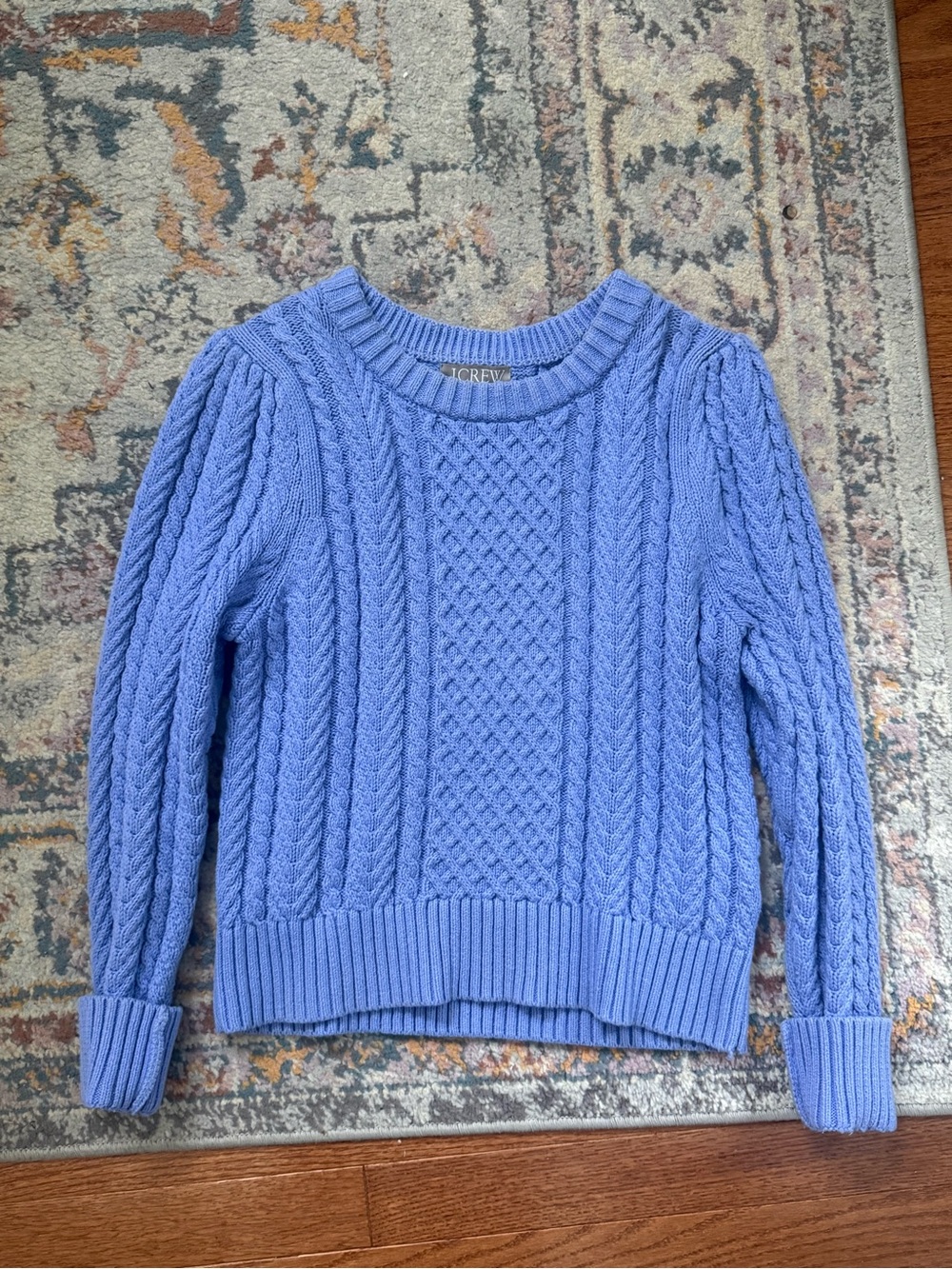 J. Crew Periwinkle Cable Knit Crewneck Sweater